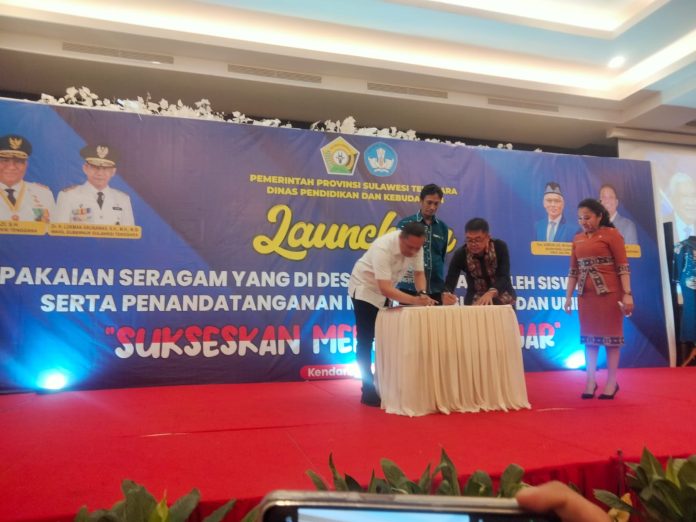 Suasana penandatanganan MoU Kadin Sultra dan Dikbud Sultra