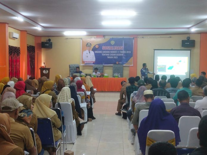 Dinas Pendidikan dan Kebudayaan (Dikbud) Kota Baubau menggelar sosialisasi Undang-Undang (UU) Nomor 11 Tahun 2010 tentang Cagar Budaya di Hotel Hing Amimah Baubau, Selasa 21 November 2023.