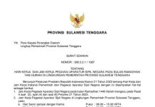 Pemprov Sultra Keluarkan SE tentang Jam Kerja Selama Ramadan