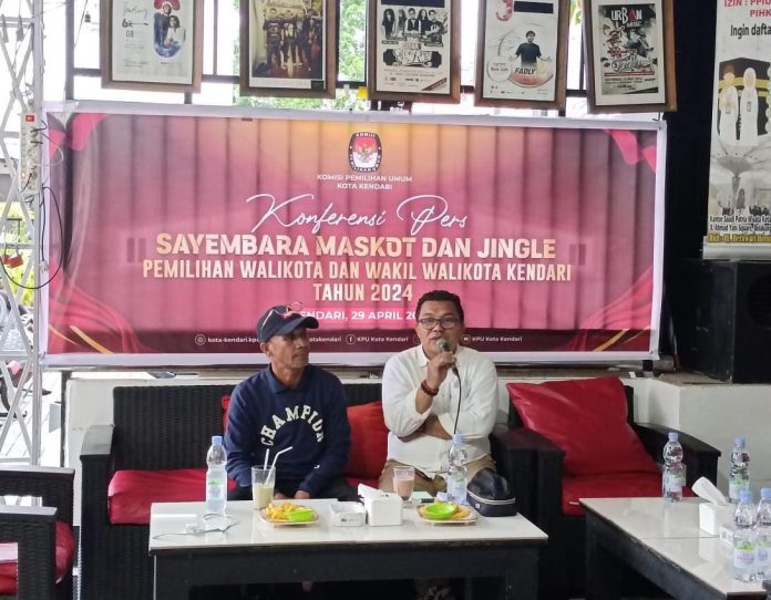 KPU Kendari mengadakan konferensi pers bersama Media tentang sayembara Maskot dan Jingle Pilwali 2024. Senin 29 April 2024.