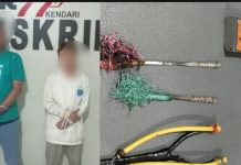 Polisi Temukan Senpi Rakitan dan Busur saat Gerebek Wisma di Kendari