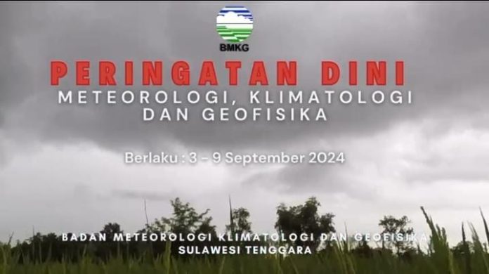 Pj Gubernur Sultra menyampaikan informasi cuaca buruk yang akan terjadi di wilayah Sulawesi Tenggara, Rabu 4 September 2024.
