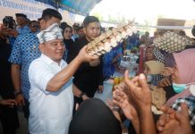 Pj Gubernur Sultra Salurkan Bantuan dan Tinjau Gerakan Pasar Murah di Muna