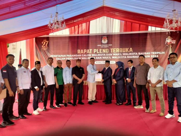 Serah terima berita acara penetapan pasangan calon walikota dan wakil walikota terpilih yang diterima oleh perwakilan Paslon, Kamis 6 Februari 2025.