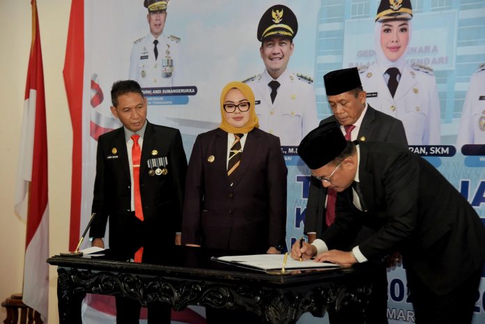 Wagub Sultra, Ir Hugua hadiri Sertijab Wali Kota Kendari, Rabu (05/03/2025).