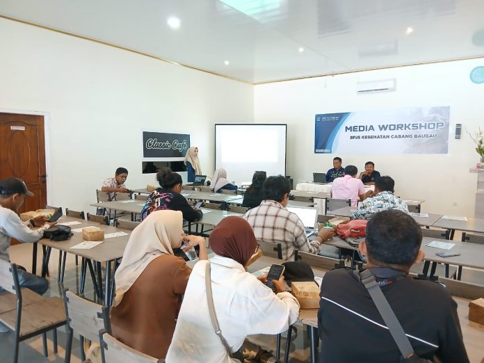 BPJS Kesehatan Cabang Baubau menggelar Media Workshop dengan melibatkan wartawan dari berbagai media dan konten kreator di Kota Baubau, Kamis 23 Oktober 2025.