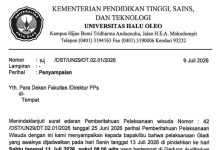 Gladi Wisuda UHO Dimajukan, Peserta Diminta Hadir 11 Juli di Auditorium Mokodompit